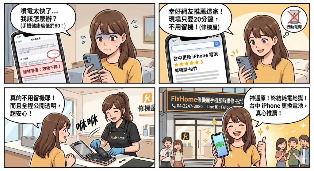台中 手機維修 北屯 換電池 iphone